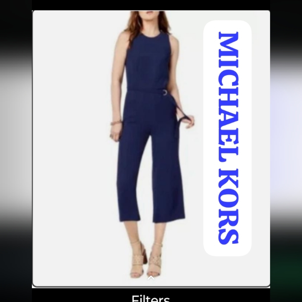 Michael Kors Navy Blue Sleeveless Jumpsuit Size M